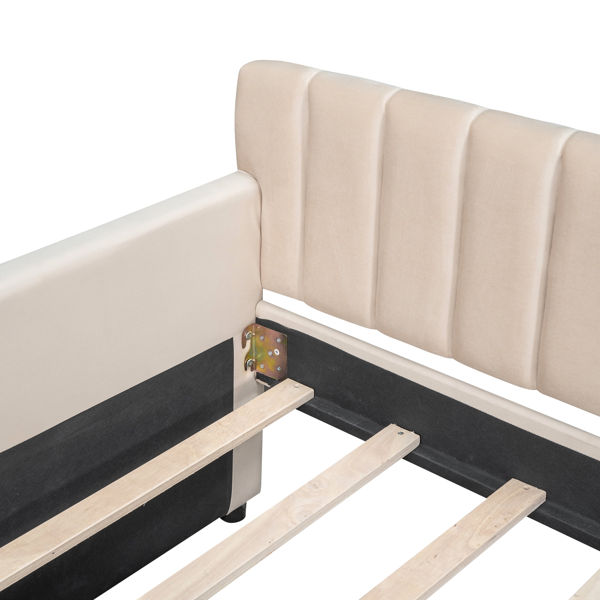 DEALTOPS Twin Size Upholstered Daybed with 2 Drawers for Bedroom Living Room Daybed Frame No Box Springs Need - Beige