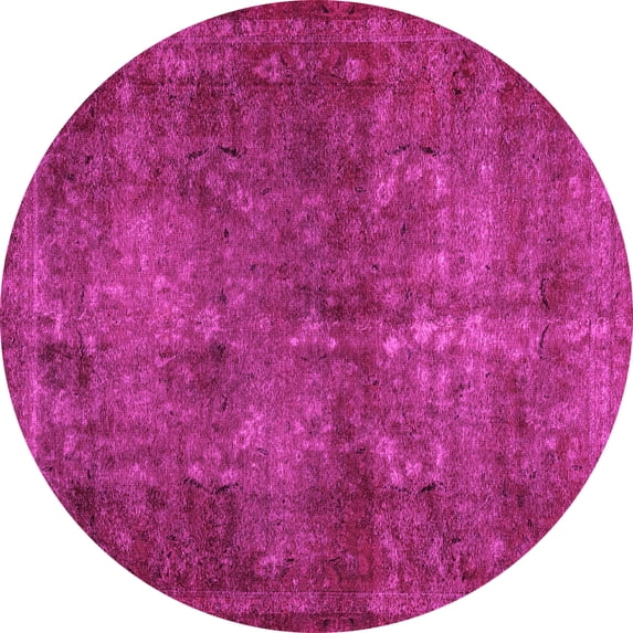 Ahgly Company Indoor Round Abstract Pink Modern Area Rugs, 6' Round