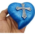 thumbnail image 3 of Heart Cremation Urn for Human Ashes Adult | Funeral Decorative Religious Cross Urns for Women and Men Carefully Handcrafted Keepsake Cremation Heart Shaped Urn Comes with Stand & Gift Box (Sky Blue), 3 of 8