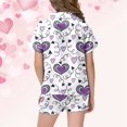 thumbnail image 6 of YUEHUA Girls Silk Satin Pyjamas Set Short Sleeve Heart Print Button-Down Kids PJs Breathable Soft Nightwear Children Sleepwear Age 5-14, 6 of 6