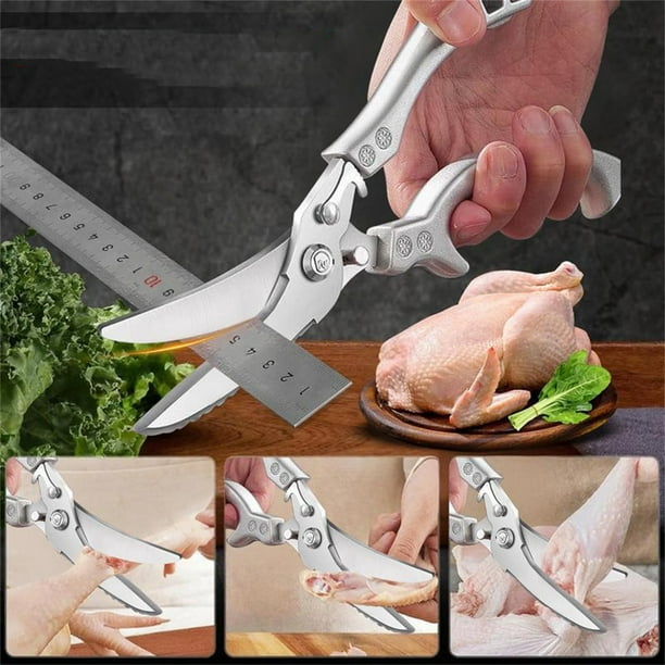 Tijeras de Cocina de Acero Inoxidable con Rebote Automático, Utensilios de Cocina