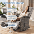 thumbnail image 3 of Gymojoy Outdoor 2-Piece Swivel Rattan Recliner Chairs Set, 360° Patio Wicker Chaise Lounge Chair with Adjustable Backrest & Footrest, Side Table & Cushions for Outside Porch & Backyard,Beige, 3 of 11