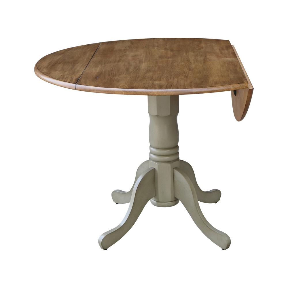 East West Furniture 42-inch Round Drop-Leaf Kitchen Table – Dublin Oak, Solid Wood, Light Oak Finish