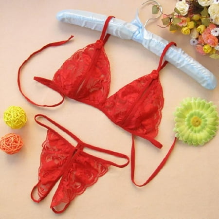 Sexy Underwire Strappy Floral Lace Sheer Lingerie Set for Women See Through Bra and Panty 2 Piece