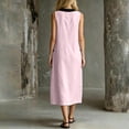 thumbnail image 4 of Summer Dresses for Women Sleeveless Sundresses Women's Casual Crew-Neck Multi-Color Pocket Sleeveless Dress Pink S, 4 of 6