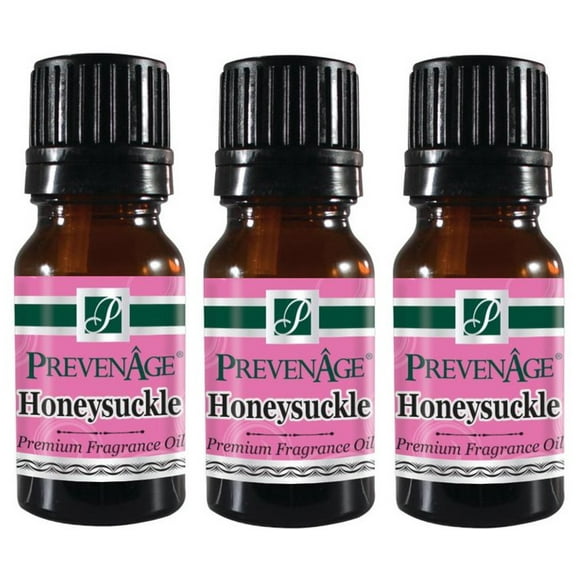 Honeysuckle Fragrance Oil Pack of 3 Aromatic Premium Grade Scented Perfume Oil 10 mL / .33 Oz by Prevenage - Set of 3