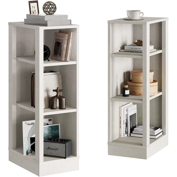 2 PCS of 4 Tier Bookcase,Mini Bookshelf with Open Storage for Small Space,Standing Display Bookcase for Home & Office