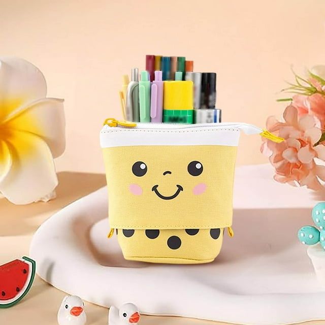 Product &Craft&Stationery Cute Telescopic Pencil Pouch with Stand Up Design for Desk Organization and Portable Storage