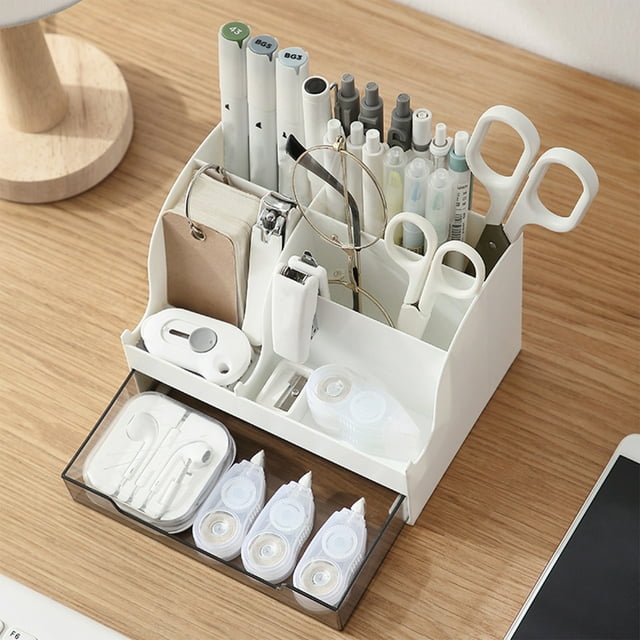 Wzzjkit Desk Organizer Drawer-type Plastic Desktop Storage Box Student Home Pen Multifunctional Storage Stationery Sundries Dormitory Supplies Desk Drawer Organizer