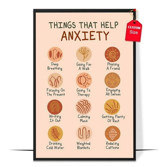 LOLUIS Help Anxiety Poster, Mental Health Poster for Classroom School Counsellor, Therapist Office Decor (Unframed 11"x17")