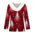 thumbnail image 6 of TrdSipl Women Ugly Christmas Sweater Funny Snowflake Graphic Tee Shirts Winter Fur Trim V-Neck Sweater Tops Xmas Slim Fitting Bottom T Shirts, 6 of 7
