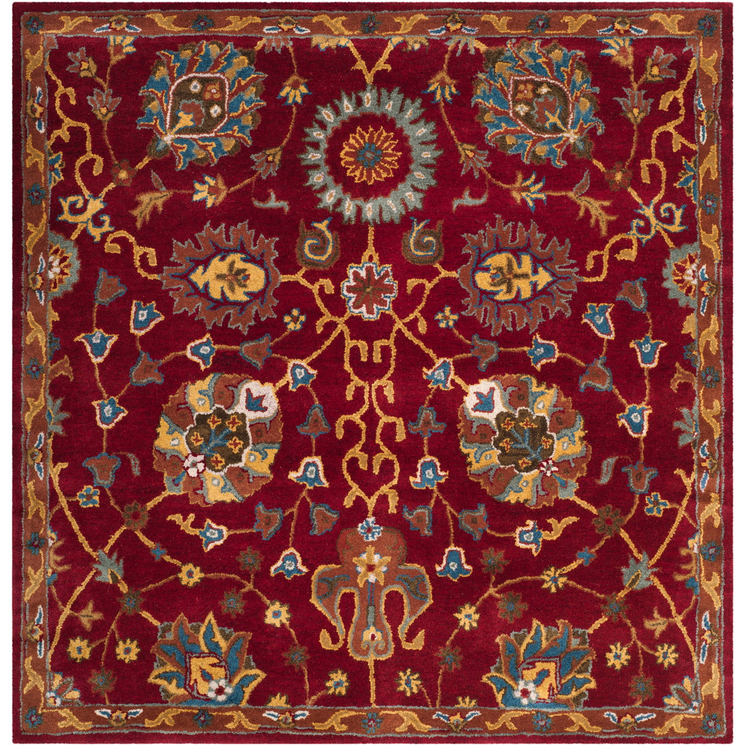 6' x 6' Round Safavieh Heritage Collection HG655A Handmade Traditional Oriental Premium Wool Area Rug Red