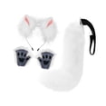 thumbnail image 4 of Orejas y cola de zorro para cosplay para mujeres y niñas, accesorios de cosplay, disfraz de Halloween de peluche blanco rosa, 4 of 9
