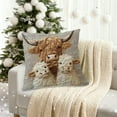 thumbnail image 3 of ​Farmhouse Highland Cow Pillow Cover, 3-Cow Family Faux Embroidery Print, Brown and White Animal Theme Throw Pillow for Sofa Bedroom, Rustic Home Decor​​ Multicolor, 3 of 6