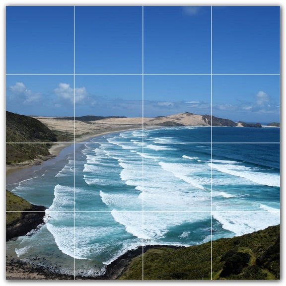Picture-Tiles.com: Waves Ceramic Tile Wall Mural WAL501156-44M. 24"W x 24"H using (16) 6" x 6" Ceramic Tiles-Satin Finish
