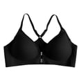 thumbnail image 6 of VISALY Women's Seamless Wireless Plunge Bra Front Closure with Metal Racerback Full Support Comfort Bralette Deep V Neck Racerback Wireless Push Up Bralettes Comfy No Underwire Bra Black L, 6 of 8