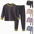 thumbnail image 2 of NOLDARES Toddler Kids Junior Girl Boys Pajamas Pjs Fall Winter Sleepwear Long Sleeve Top and Pants Pjs Set(H147-Black), 2 of 9