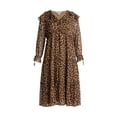 thumbnail image 6 of Time and Tru Women's and Women's Plus Ruffle Tiered Midi Dress with Long Sleeves, Sizes XS-4X, 6 of 6