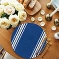 thumbnail image 2 of Blue Striped Round 15 Inch Placemats Set of 4, Farmhouse Blue White Stripes HeatResistant Non Slip Place Mats for Dining Table, Wipeable Braided Kitchen Table Mats for Housewarming, 2 of 9