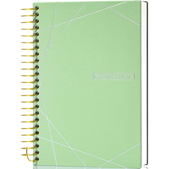 Meeting Notebook, Spiral notebooks for Work,5.6x8.3, Green | 240 Pages, Hardcover Meeting Notes for Wommen Men, Project Planner, Agenda Organizer, Note Taking Supplies