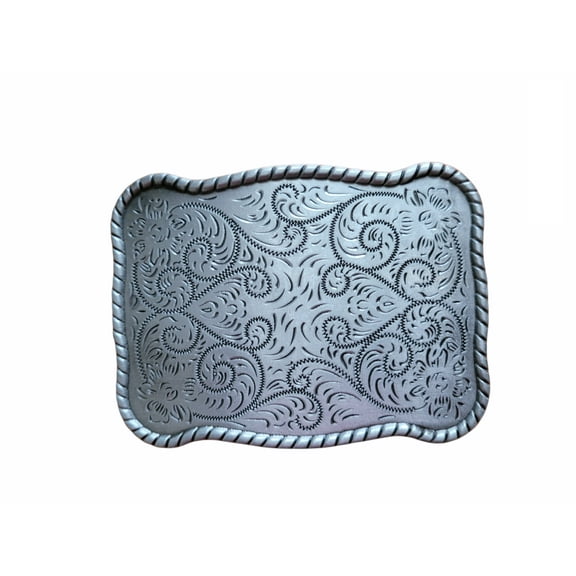 Antique Silver Finish Western Cowgirl Cowboy Floral Belt Buckle