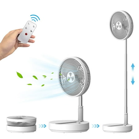 

Comfier Foldable Portable Table Fan Height Adjustable Pedestal Fan Auto-Oscillating Desk Fan Remote Control Standing Fan Bedroom Travel Home Office