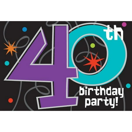 40th Wedding Anniversary Invitations - Over the Hill 'The Party Continues' 40th Birthday Invitations w/ Envelopes (8ct)