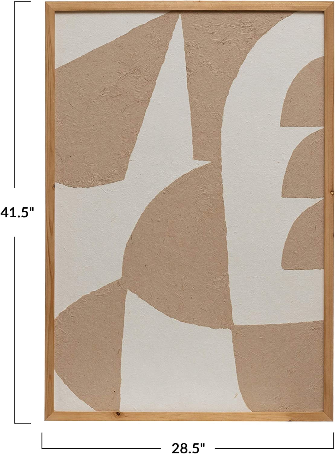Bloomingville Wood Framed Handmade Paper Wall DÃÂ©cor with Abstract Image, Ivory Color & Beige