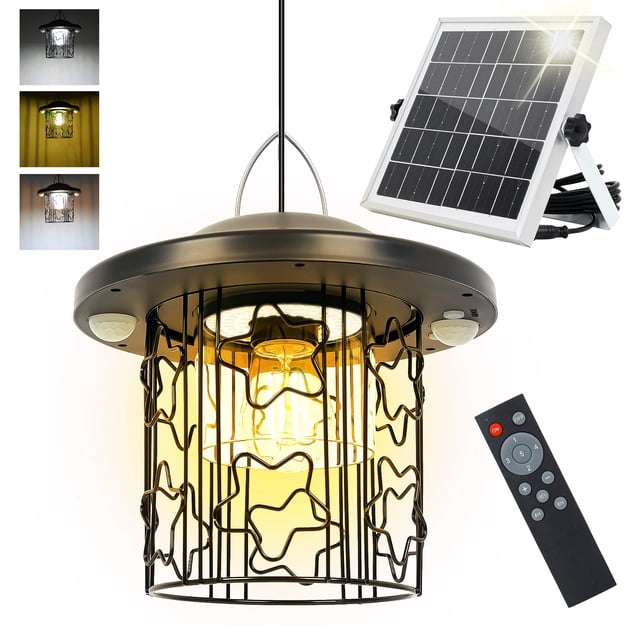Solar Shed Lights Indoor&Outdoor Solar Powered,Remote Control IP65 Waterproof,5 Modes & solar motion lights outdoor, Solar Gazebo Light Brightne