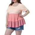 thumbnail image 2 of DARING DIVA Women's Plus Babydoll Ruffle Short Sleeve Casual Blouse 2X Pink, 2 of 6