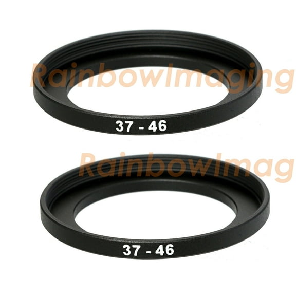 (2 Pack) Fotasy 37-46MM Step-Up Ring Adapter, 37mm to 46mm Step Up Filter Ring, 37mm Male 46mm Female Stepping Up Ring for DSLR Camera Lens and ND UV CPL Infrared Filters