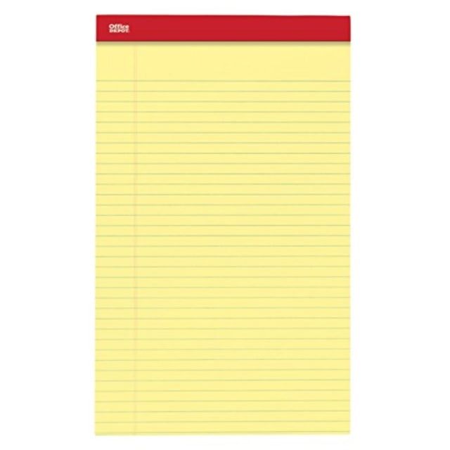 Office Depot Perforated Writing Pads, 8 1/2in. x 14in, Legal Ruled, 50