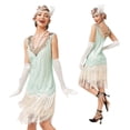 thumbnail image 5 of Vestido estilo flapper vintage de los años 20 con escote en V y doble borla, disfraz de Gran Gatsby para cosplay, fiesta de cóctel, baile de Charleston, vestido con lentejuelas y tachuelas, 5 of 5