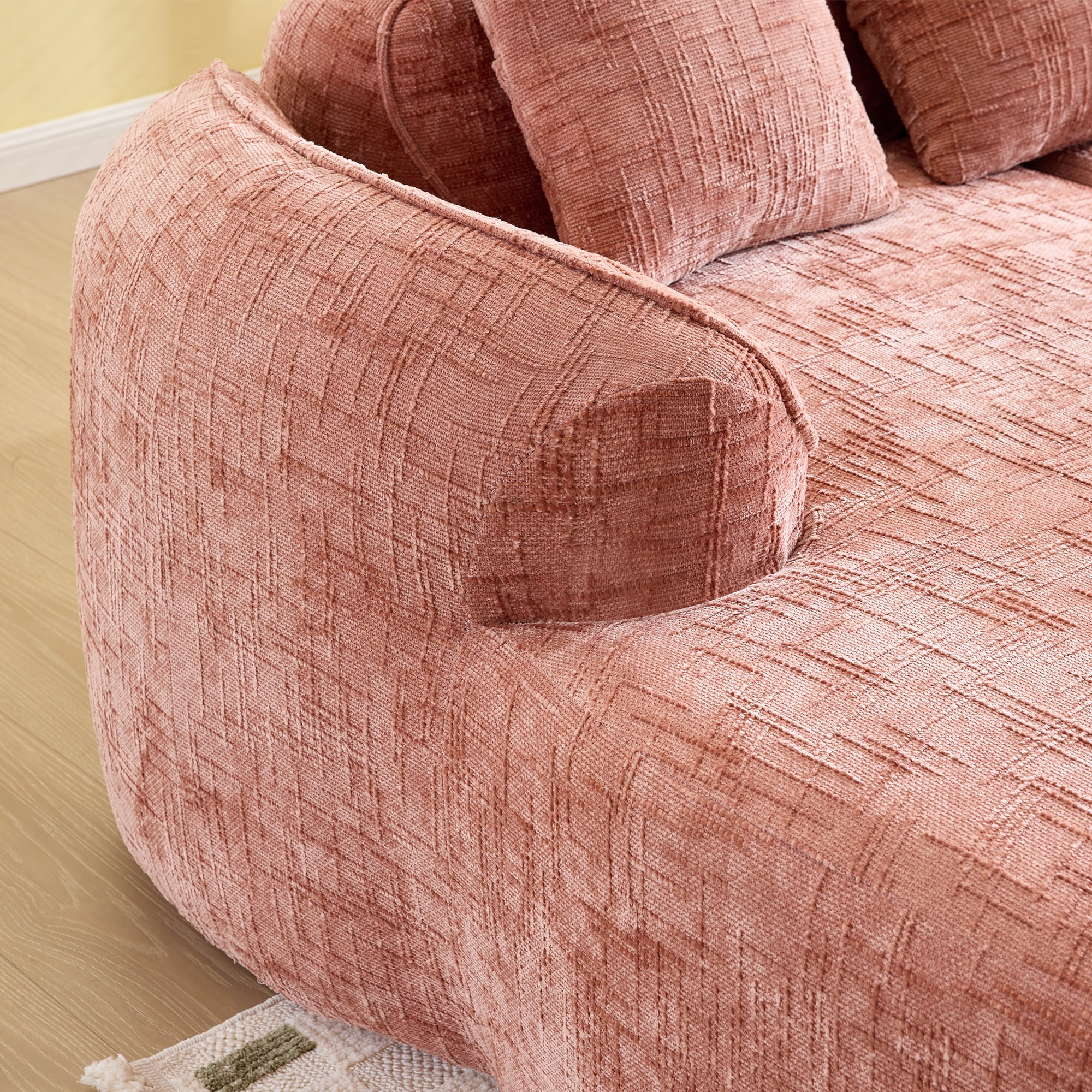 L-Shaped Sectional, Compressed Sofa with Chenille Fabric and Sponge Spring Support, No Assembly Couch for Living Room, 101" x 67" Pink