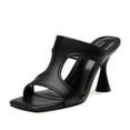 thumbnail image 1 of Sandalias de tacón WAYDERNS negras para mujer, punta abierta, tacón de 8,9 cm, 1 of 6
