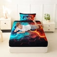 thumbnail image 4 of Erosebridal Teens Video Gaming Twin Sheet Sets For Boys,Blue Red Gradient Gamepad Bedding 3pcs, 4 of 6