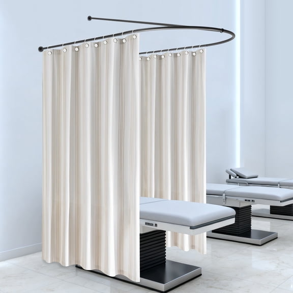 Privacy Partition Curtain Rod, U-Shaped Room Divider Rod with Ceiling Support