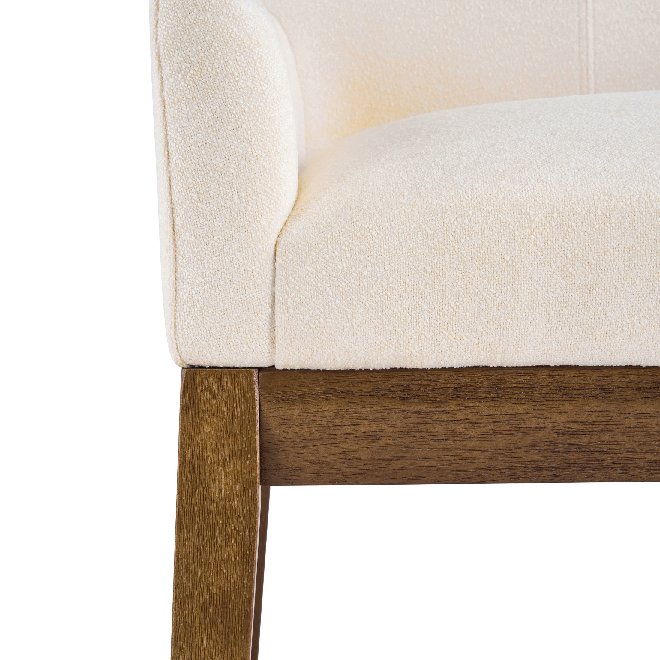 Christopher Knight Home Modern Upholstered Wood Counter Stools with Armrests, Walnut+Beige, Set of 2