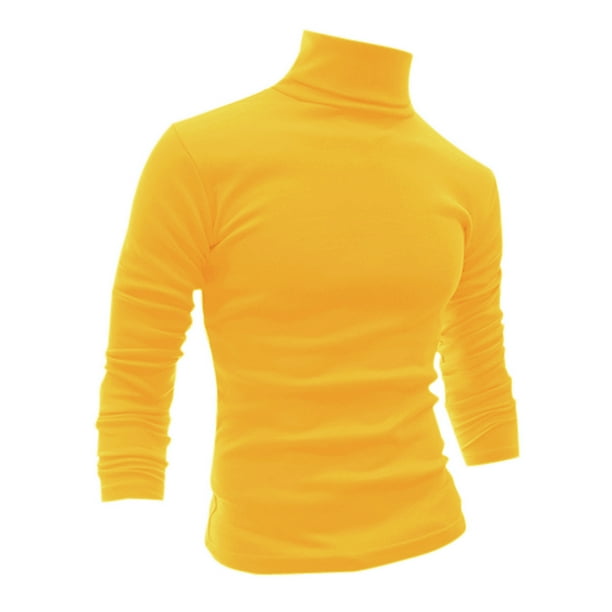 CamisePaHombres De Mangas Largas Cuello De Cisne Ajuste Delgado Casual Amarillo 56