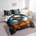 thumbnail image 3 of jejeloiu Kawaii Girls Twin Bedding Sets 7-Piece,Halloween Pumpkin Lantern Bedding Comforter Set,Colorful Rustic Flower Sheet Sets For Child,Ultra Soft Bedroom Decorative Reversible, 3 of 8