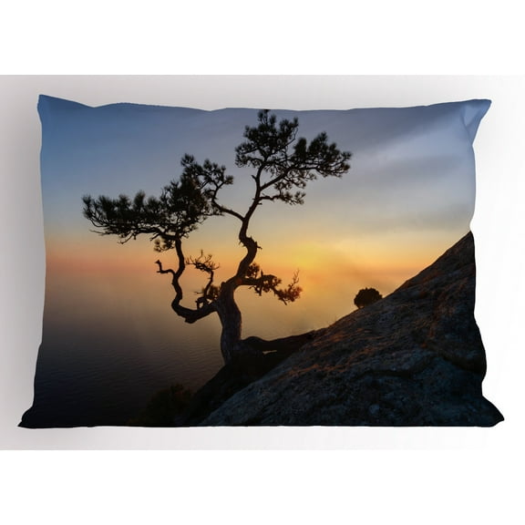 Ambesonne Mountain Pillow Sham, Picturesque Black Sea, 26" X 20", Multicolor