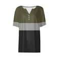 thumbnail image 5 of Zwiiyzr Womens T-Shirts Independence Day Printed Blouses Short Sleeved V-Neck Button Up Fashionable(Olive Green,XL), 5 of 5