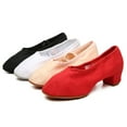 thumbnail image 4 of 1 par de zapatos de baile de ballet de tacón bajo con suela suave para mujer, 4 of 5