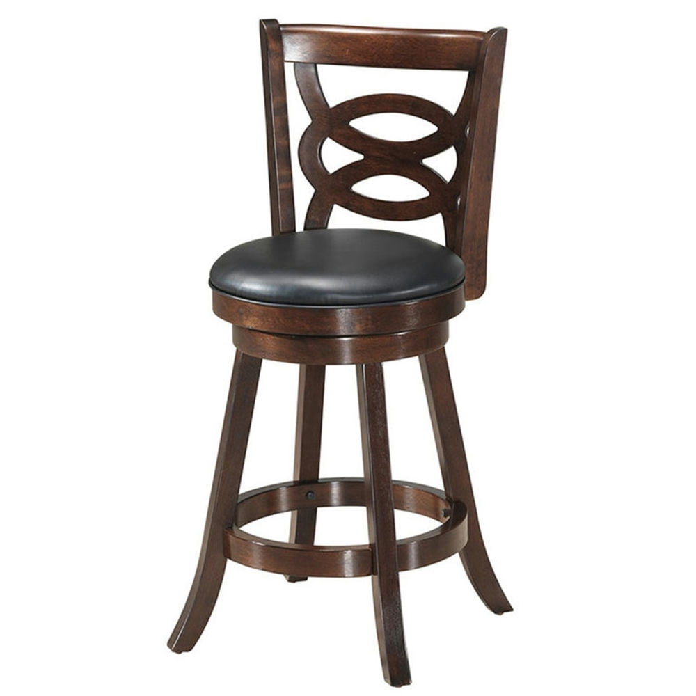 Demi Bonn 24" Counter Height Upholstered Espresso Swivel Bar Stools, Dining Chair with Cushion Seat, Brown