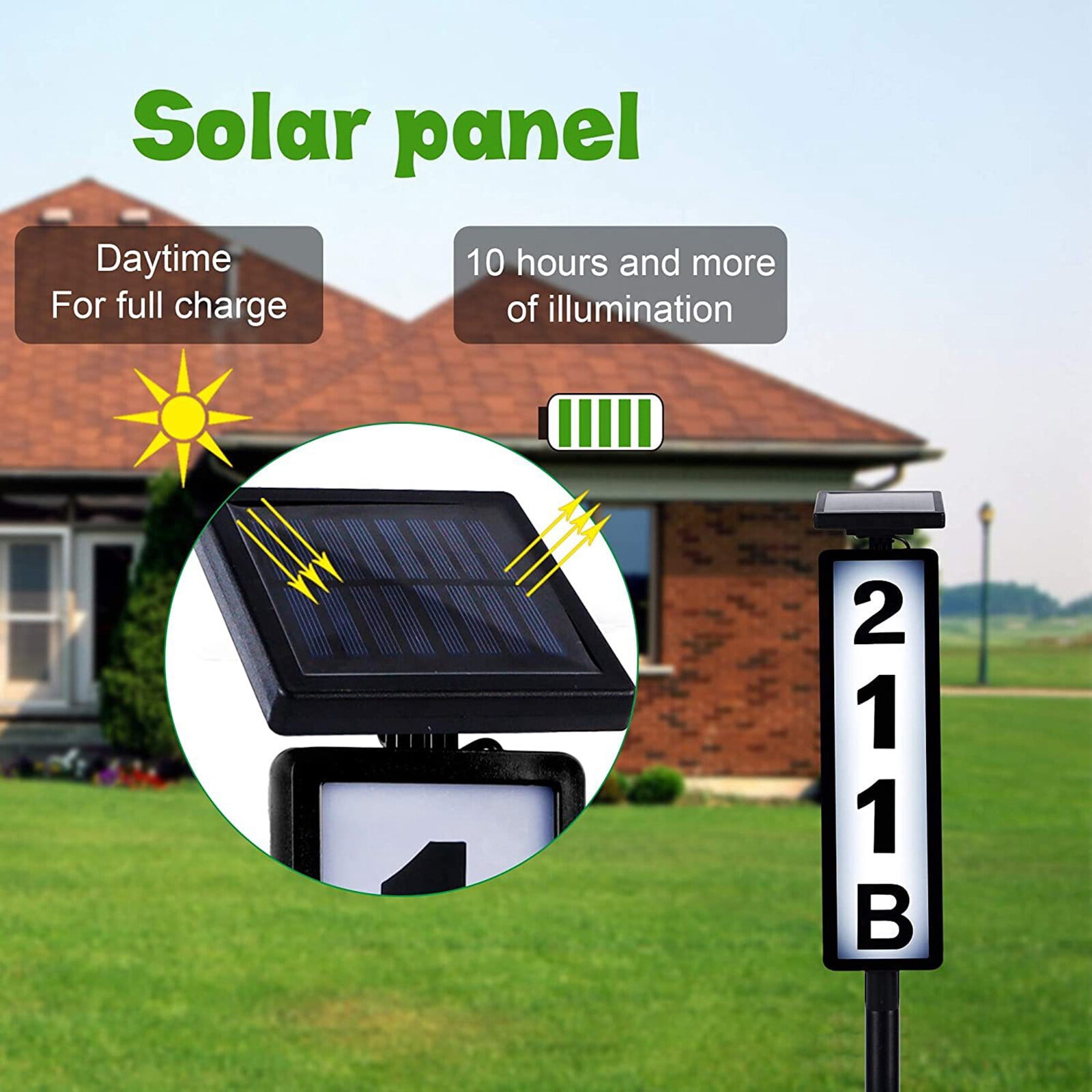 Solar Address Sign, House Numbers for Outside, Lighted Address Plaque Outdoor Waterproof, Illuminated LED Address Numbers for Yard Home
