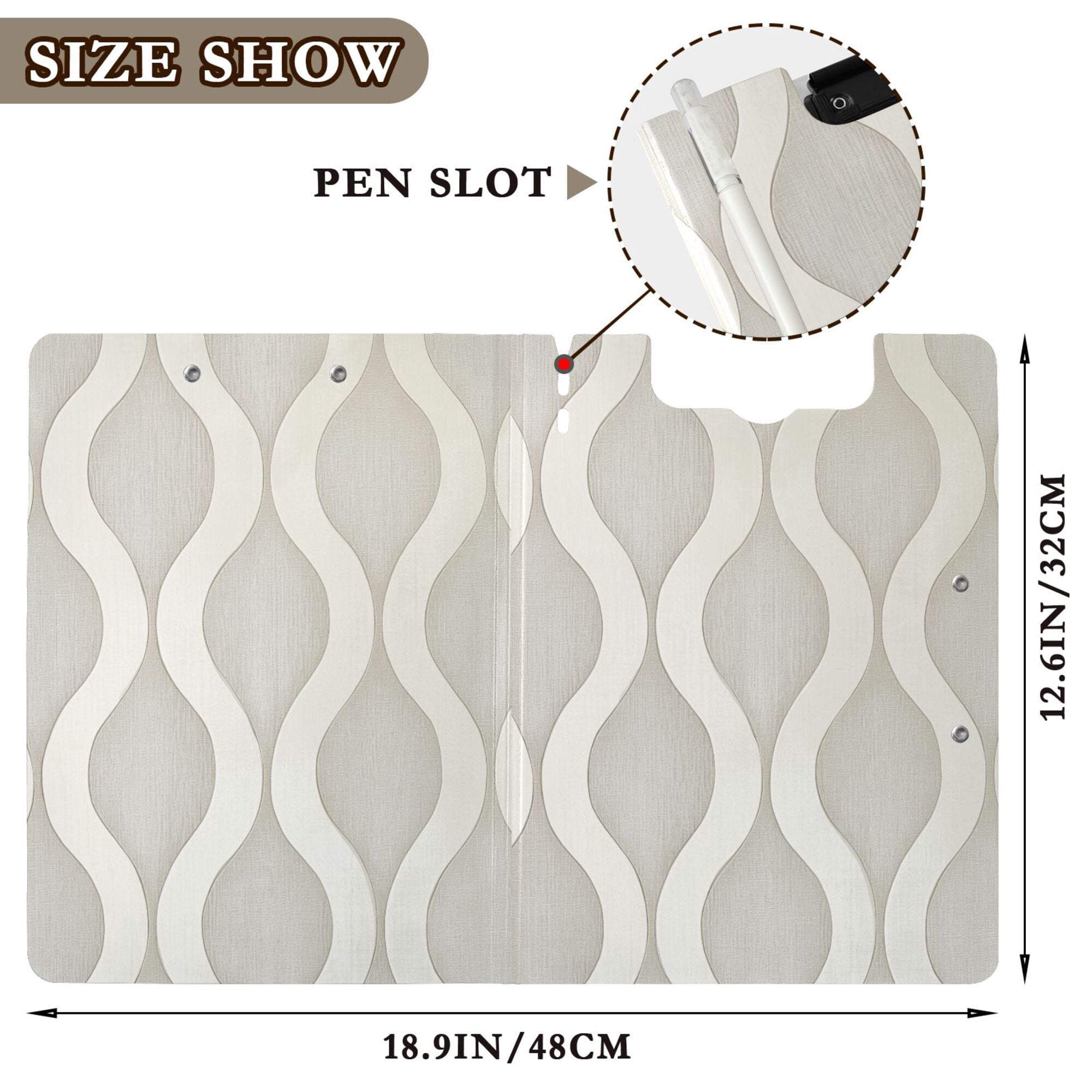 FORMRS A4 Clipboard Folder with Pen Holder Horizontal Foldable School Office Binder, Light Gray Pattern