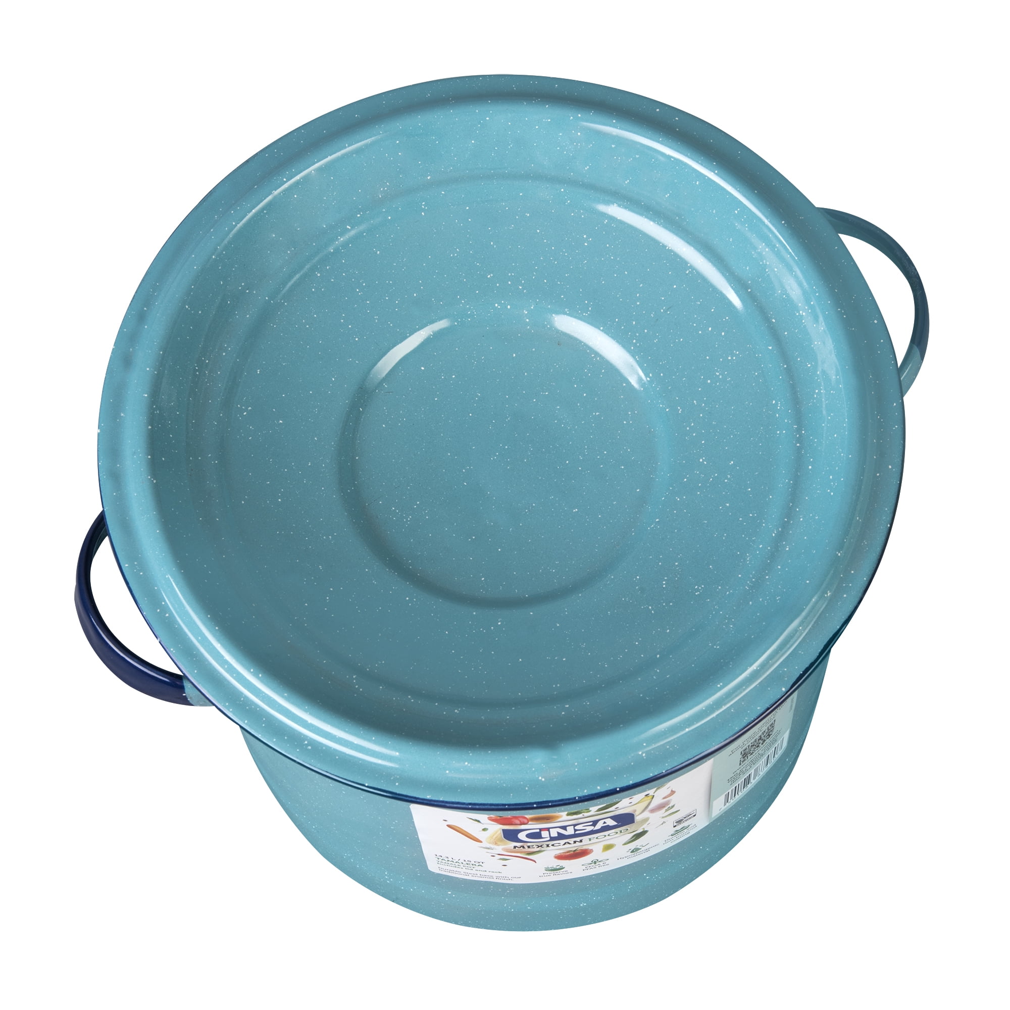 Cinsa Turquoise Blue 15-Quart Enamel on Steel Stockpot with Lid and Trivet