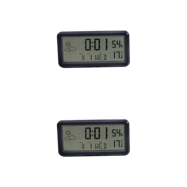 Moyic Reloj Termómetro LCD multifunción Higrómetro sensible Medidor de humedad electrónico inteligente Negro Blanco Despertadores Negro Negro 2Conjunto