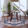 thumbnail image 4 of Orange Blue Boho Round Area Rug 5 FT, Non Slip Bedroom Rugs, Ethnic Geometric Middle Century Art Washable Soft Circular Carpet Non-Shedding Floor Mat for Kitchen Dining Room Foyer Balcony Dorm, 4 of 8