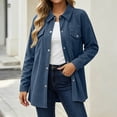 thumbnail image 2 of Women Waffle Knit Shacket Sevevn Point Collar Button Down Oversized Fit Textured Waffle Fabric Dual Chest Pockets Long Sleeve Outerwear For Daily Casual Wear, 2 of 8